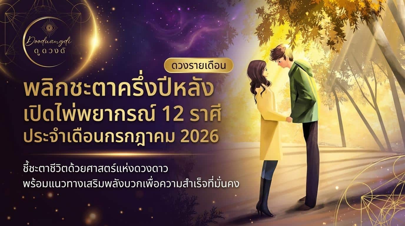 คู่รักยืนใกล้ชิดกันใต้ต้นไม้ที่ส่องแสงสว่าง ใกล้ข้อความที่เขียนว่า: กลางปีแล้วนะหัวใจ เปิดไพ่หัวใจ 12 ราศี กรกฎาคม 2026, แบ่งปันข้อมูลเชิงลึกเกี่ยวกับการทำนายดวงตามหลักโหราศาสตร์สำหรับเดือนกรกฎาคม 2026.