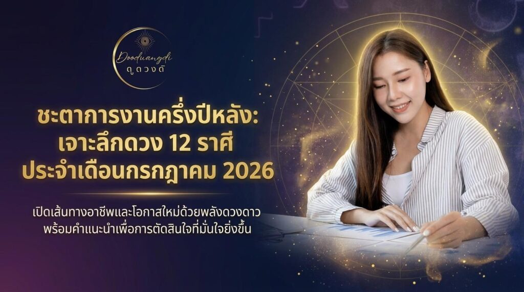 เช็กดวงการงาน 12 ราศี เดือนกรกฎาคม 2026 กลางปีนี้งานคุณไปทางไหน หัวเลี้ยวหัวต่อ ของปีที่หลายคนเริ่ม หันกลับมามอง “เส้นทางอาชีพ” ของตัวเองแบบจริงจัง